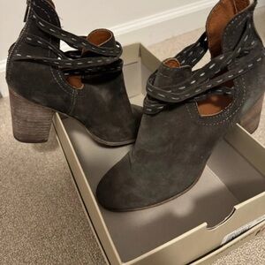 Frye Dark Gray Ankle Boots with Cutout Design